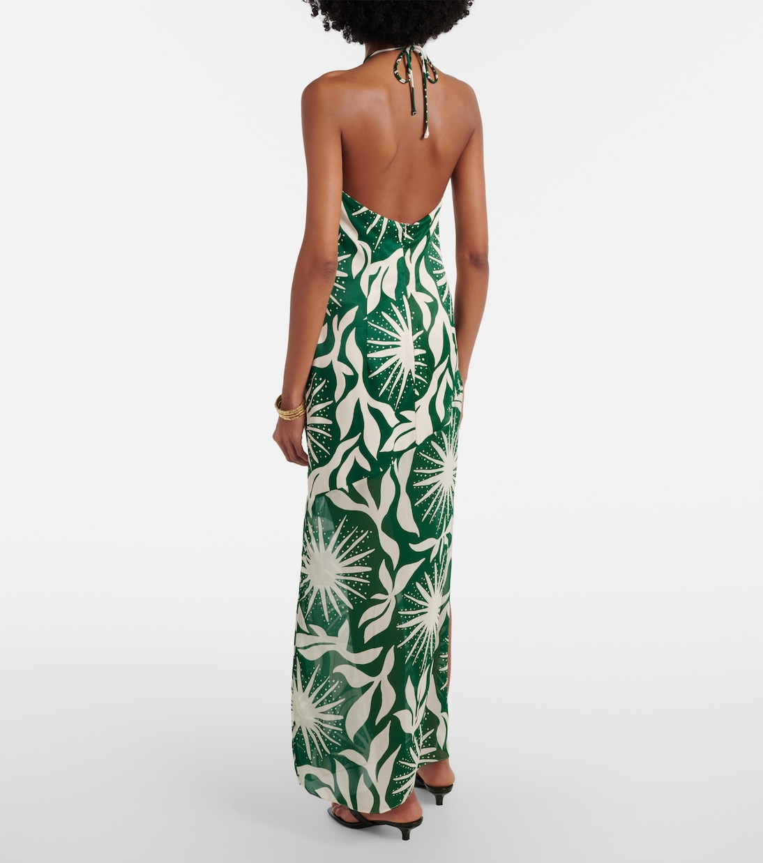 Robe longue Acasia à perles imprimée  | Cala de la Cruz