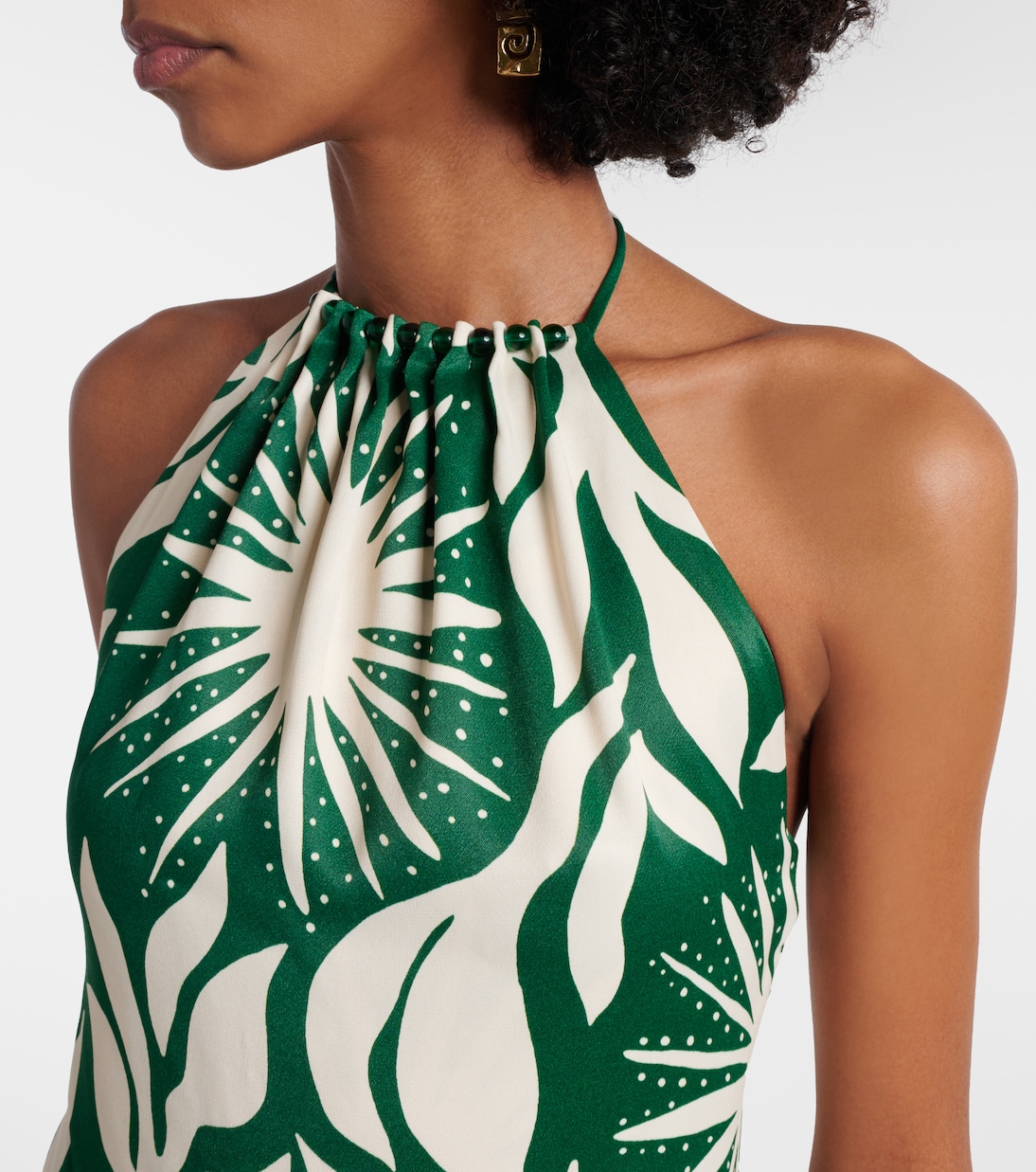 Robe longue Acasia à perles imprimée  | Cala de la Cruz