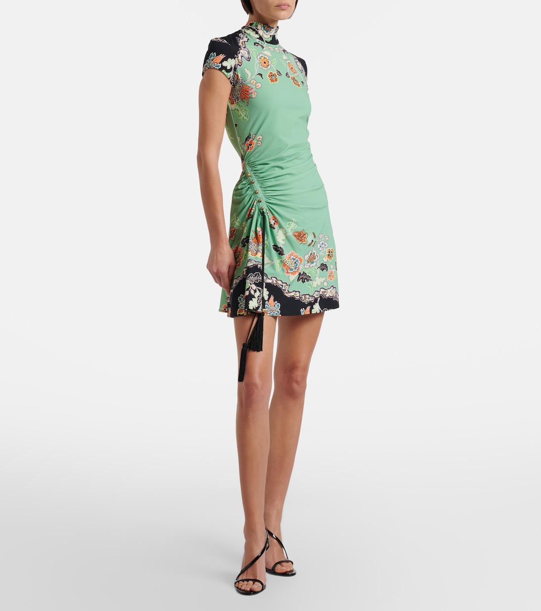 Floral gathered jersey minidress | Roberto Cavalli