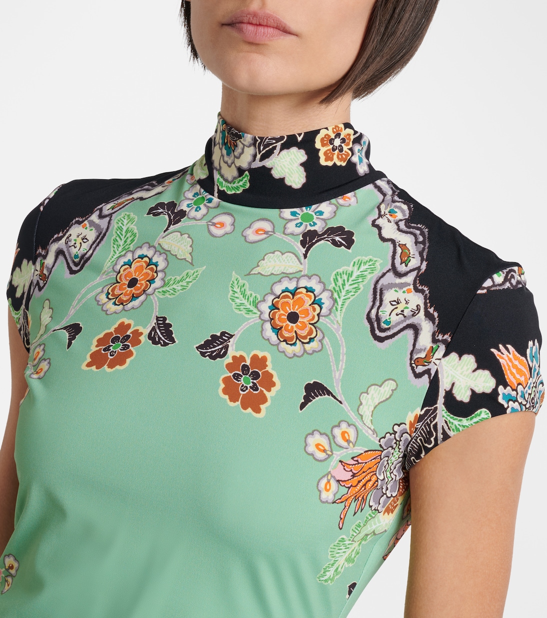 Floral gathered jersey minidress | Roberto Cavalli