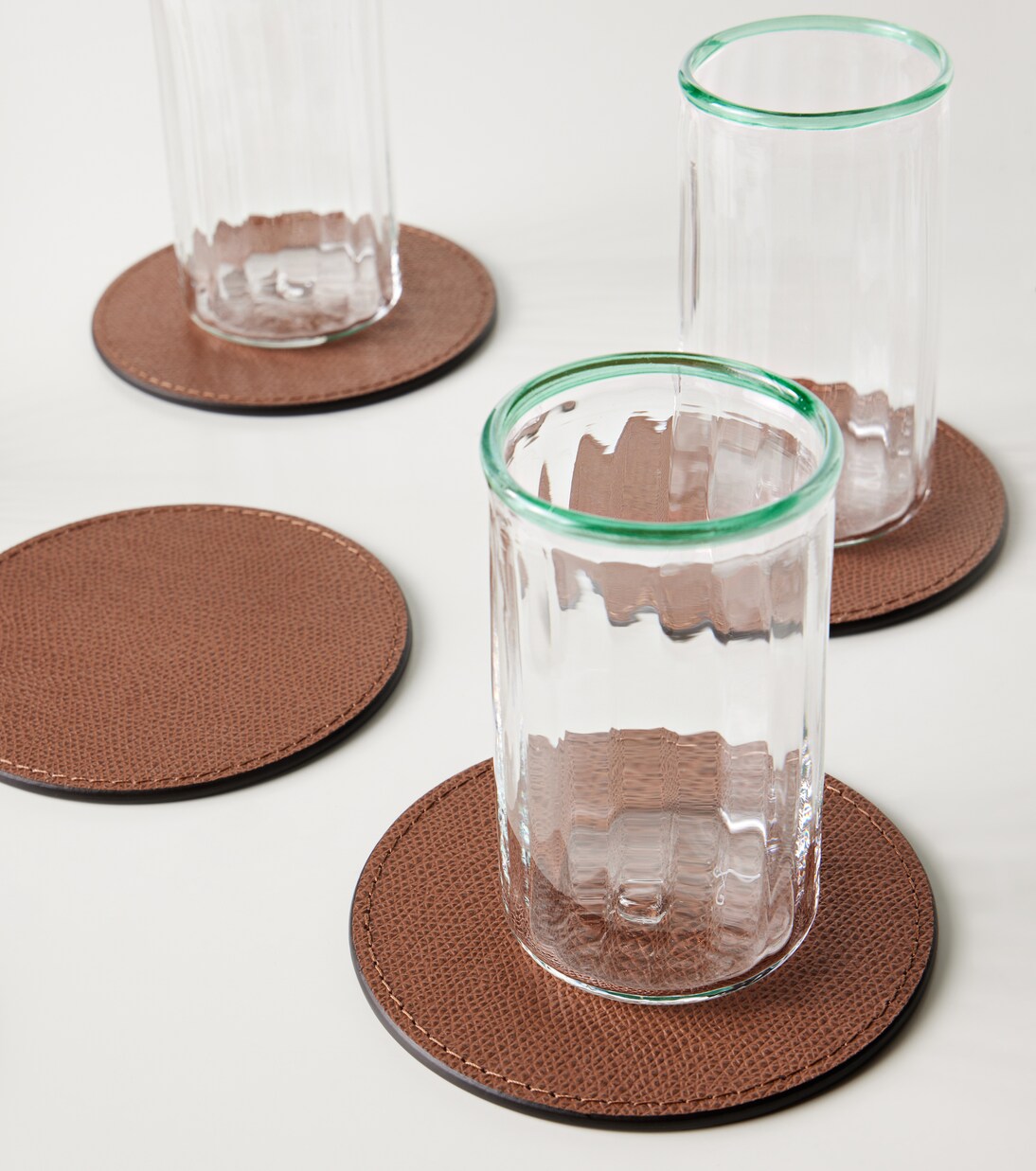 Set de 6 sous-verres en cuir avec support | Giobagnara