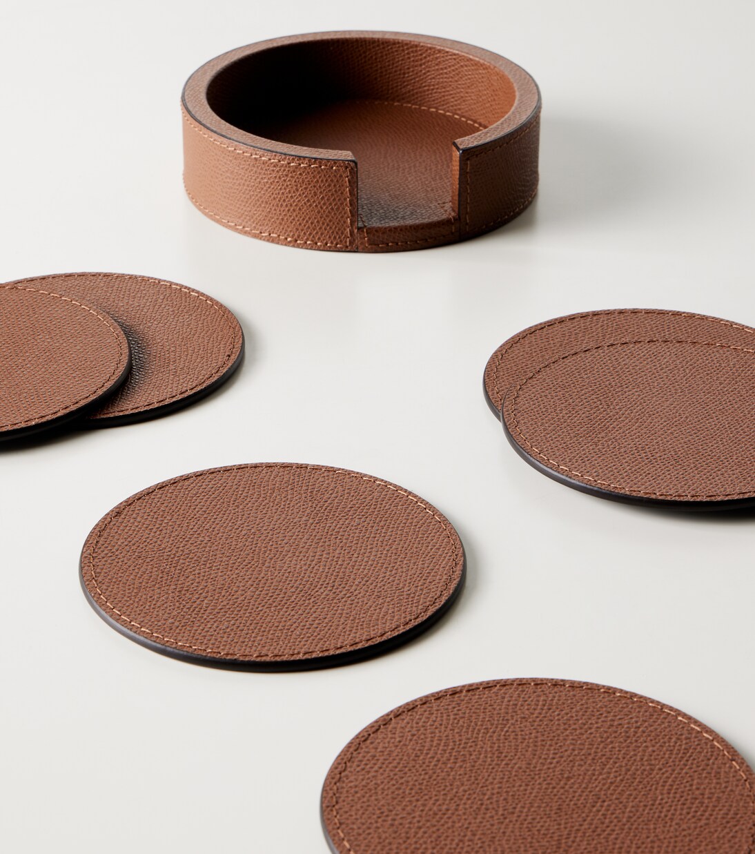Set de 6 sous-verres en cuir avec support | Giobagnara