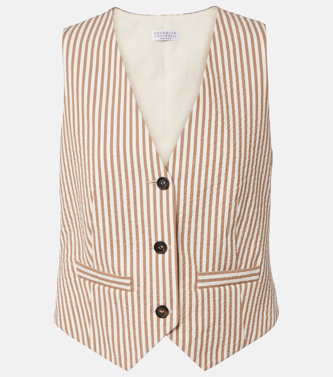 Striped cotton-blend vest | Brunello Cucinelli