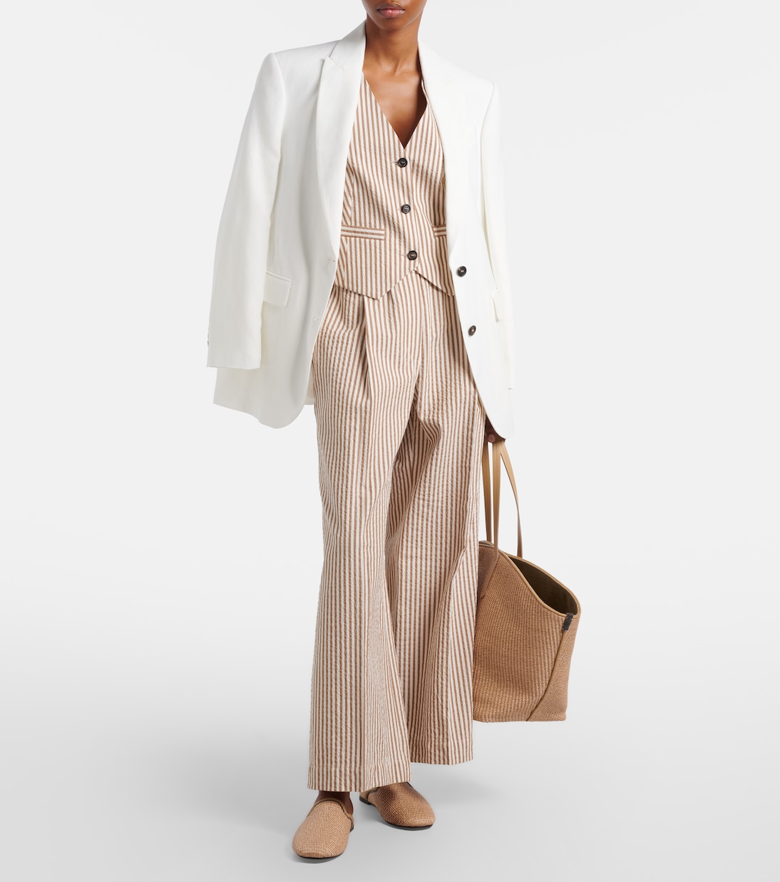 Striped cotton-blend vest | Brunello Cucinelli
