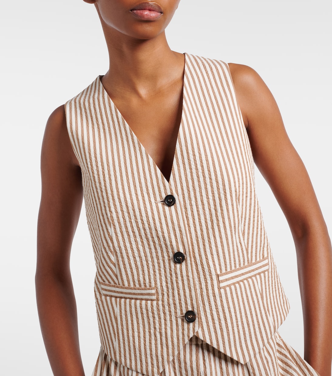 Striped cotton-blend vest | Brunello Cucinelli