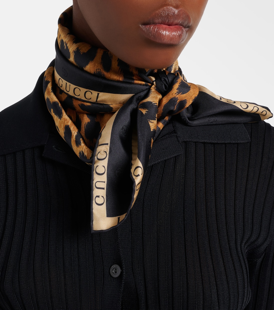 Leopard-print silk twill scarf | Gucci