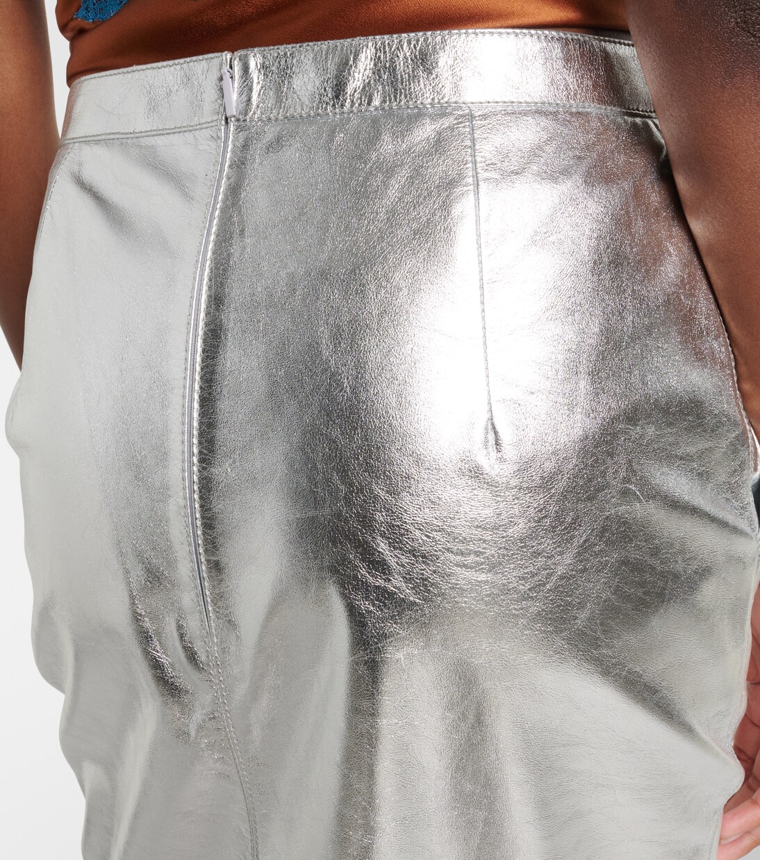 Metallic leather pencil skirt | Saint Laurent