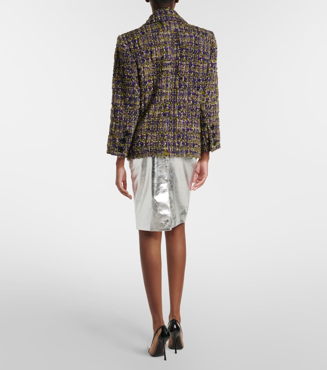 Metallic leather pencil skirt | Saint Laurent