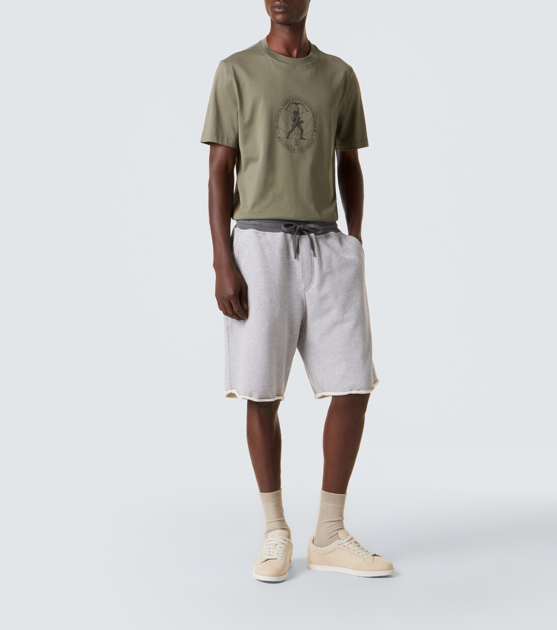 Camiseta de jersey de algodón estampada | Brunello Cucinelli