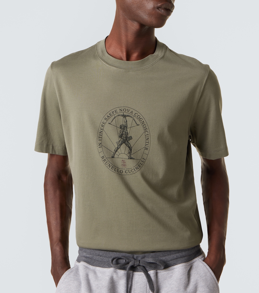 Camiseta de jersey de algodón estampada | Brunello Cucinelli