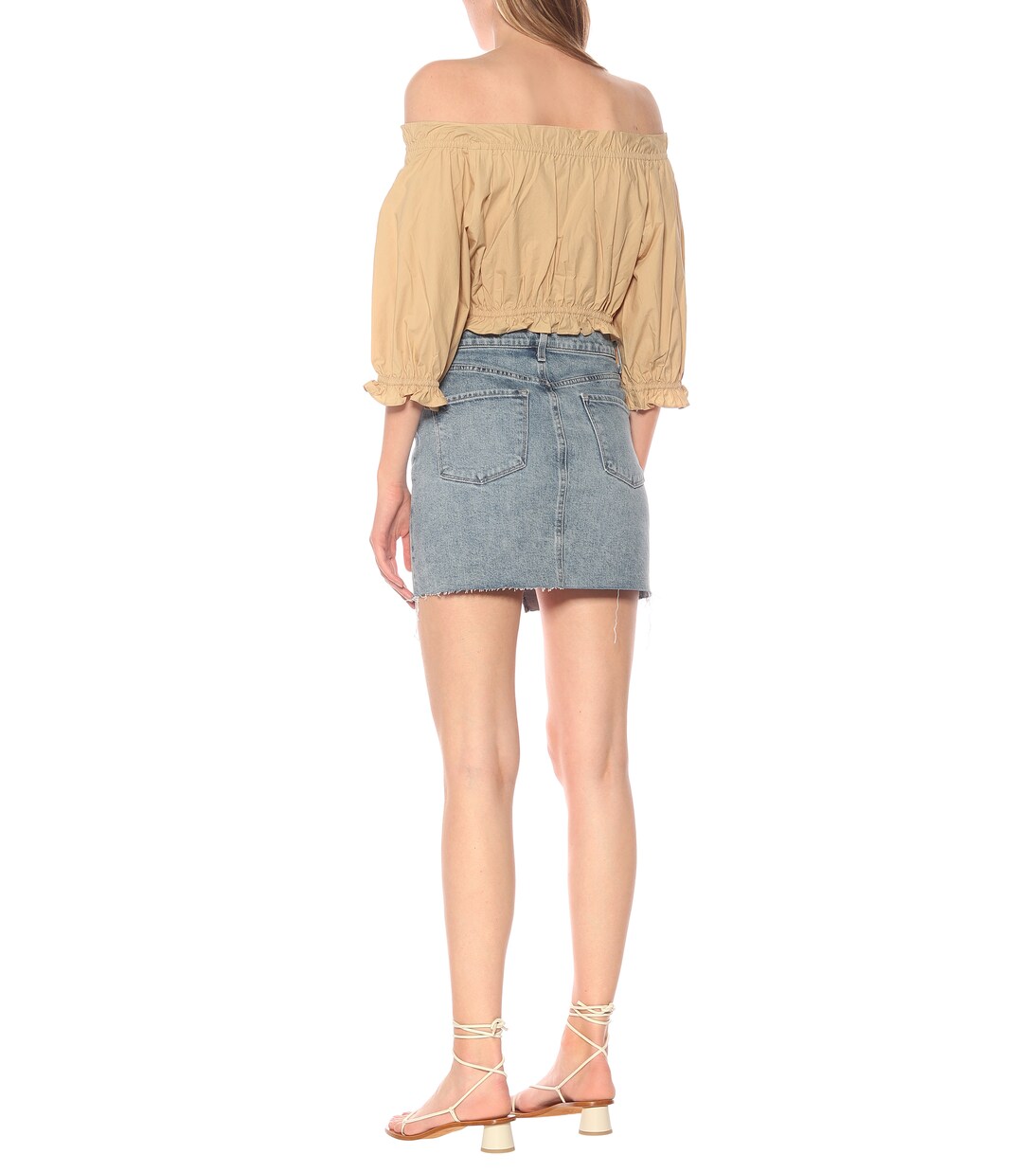 Top Globulus raccourci à encolure bardot en coton | Marysia