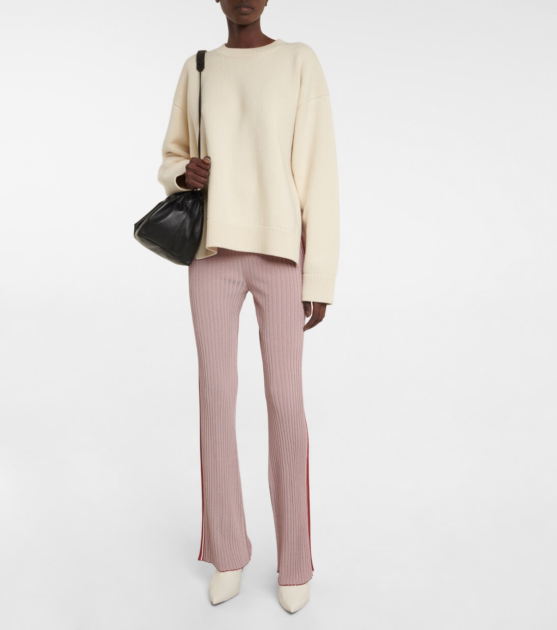 Ribbed-knit high-rise flared pants | Jil Sander