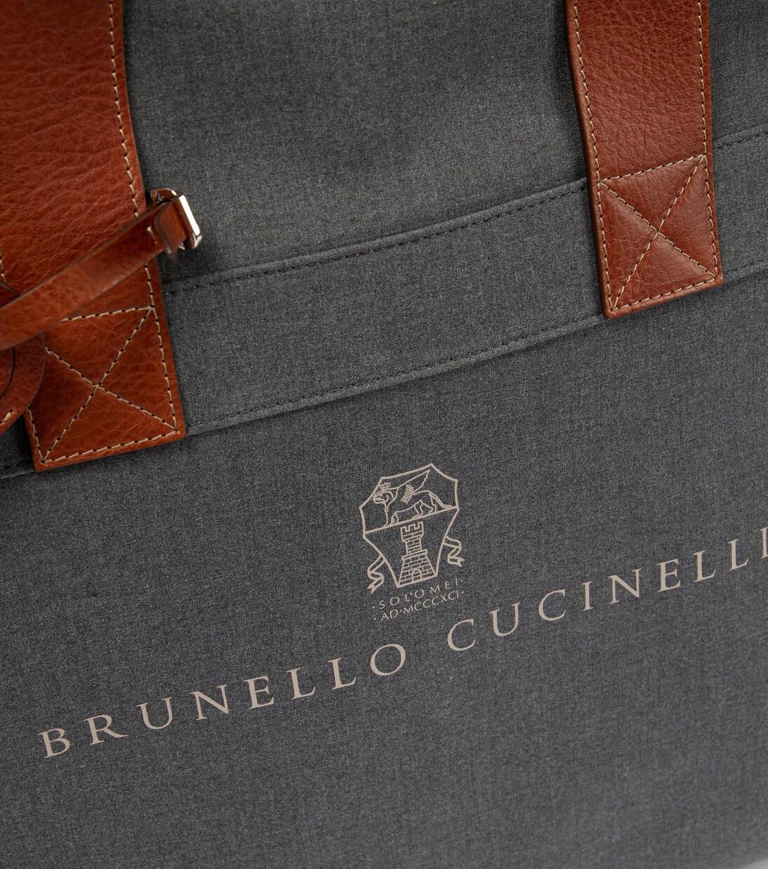 Leather-trimmed canvas garment bag | Brunello Cucinelli