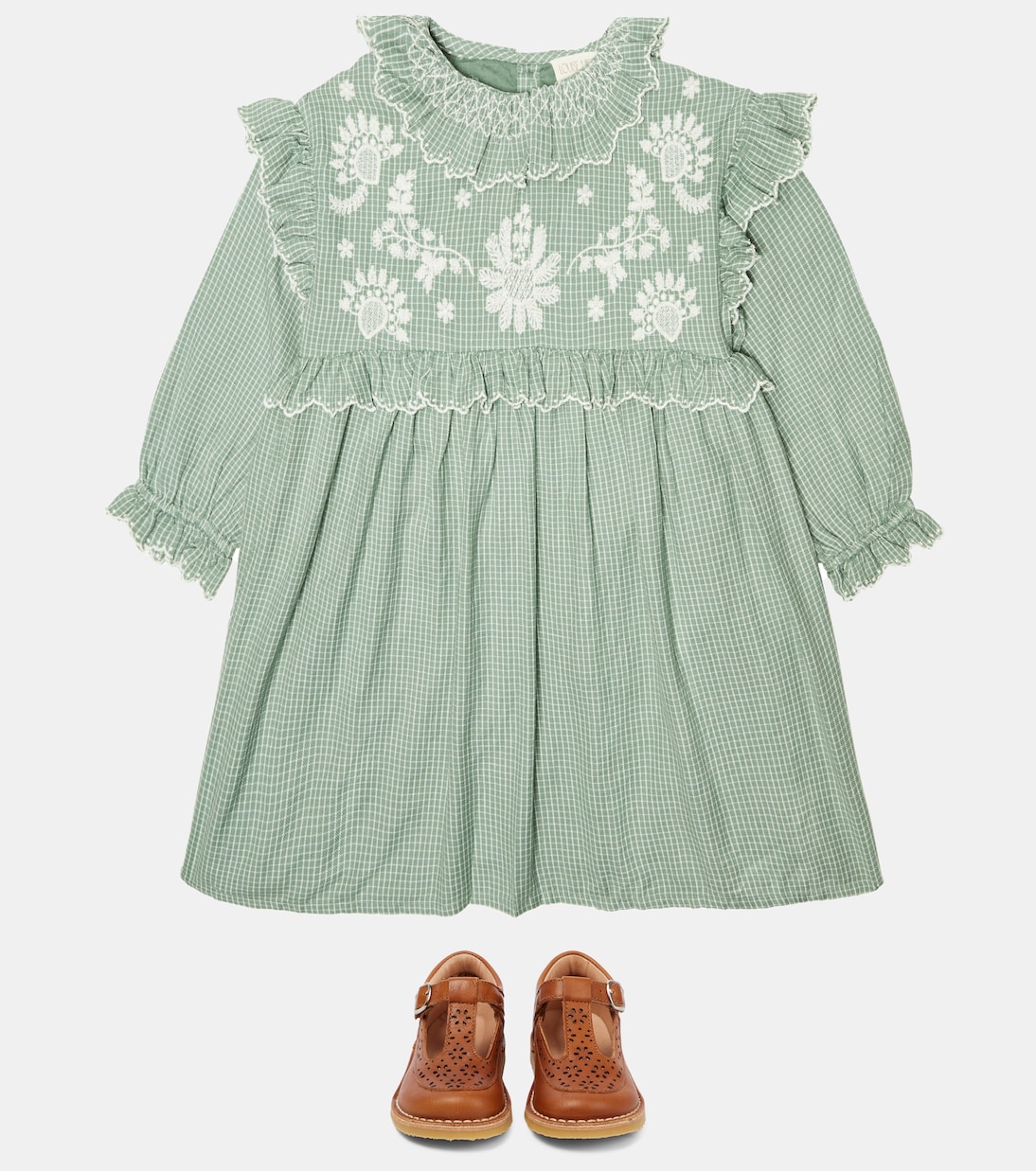 Robe Illi brodée en coton à carreaux | Louise Misha