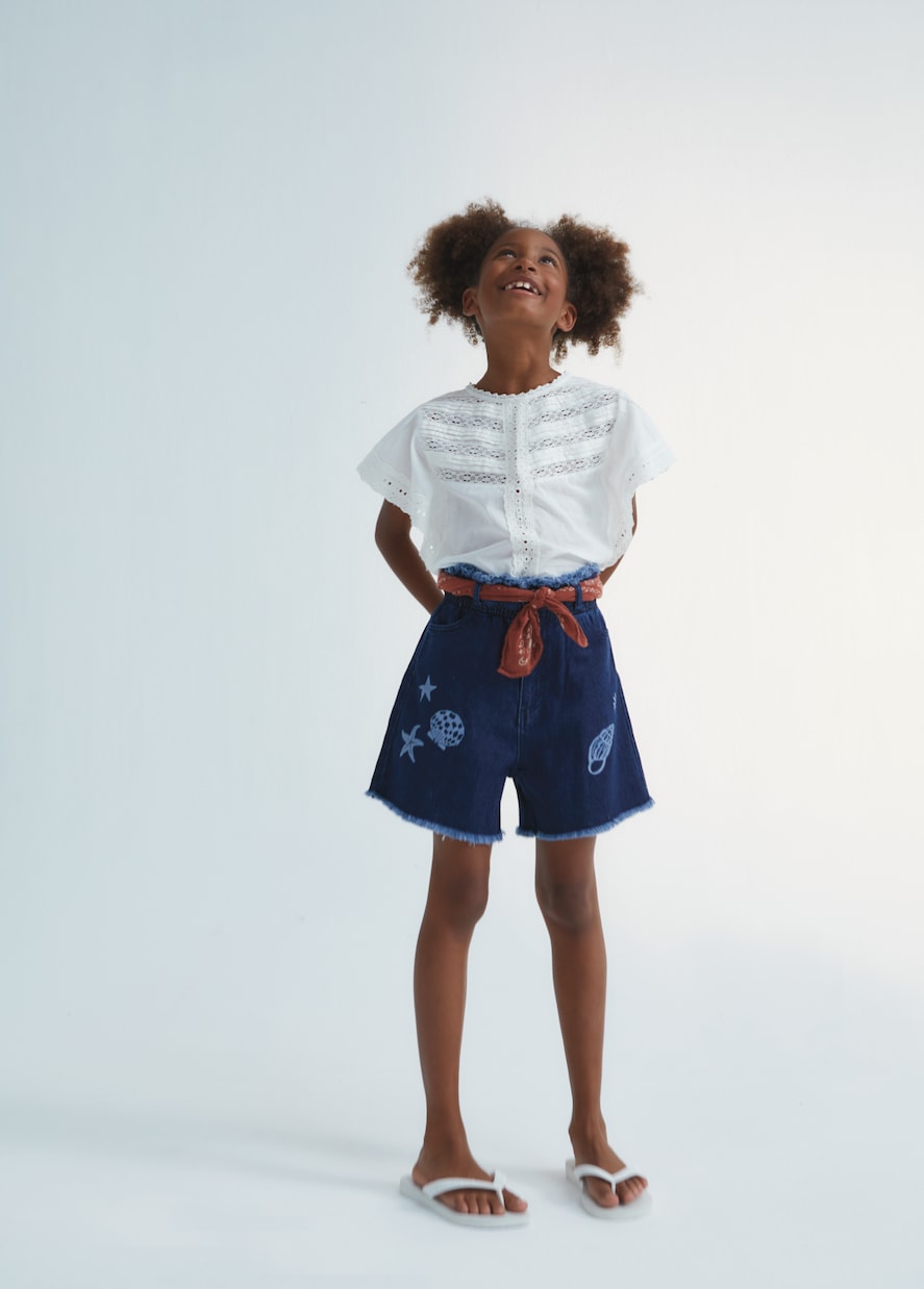 Lagoon embroidered denim shorts | The New Society
