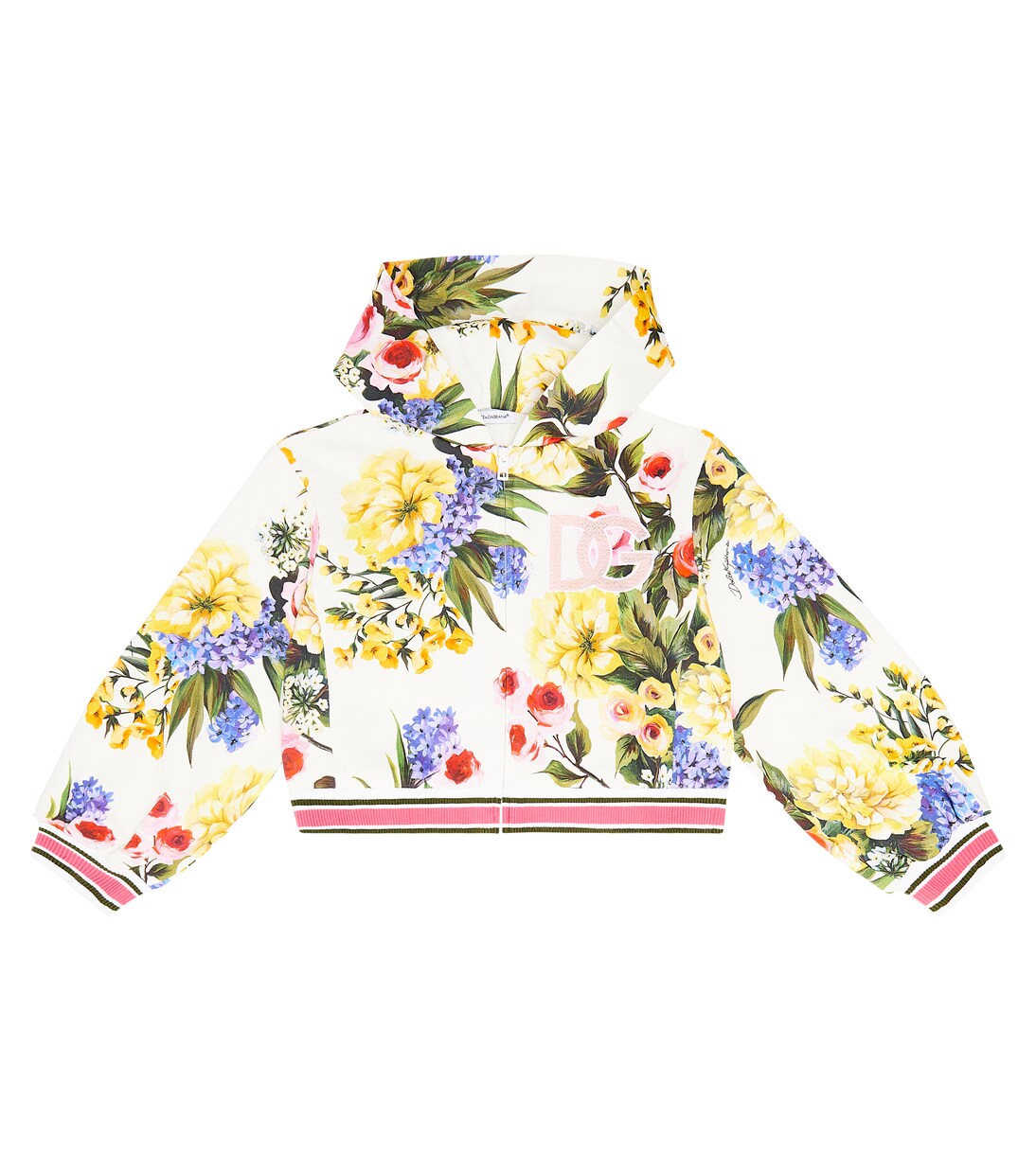 DG floral cotton jersey hoodie | Dolce&Gabbana Kids