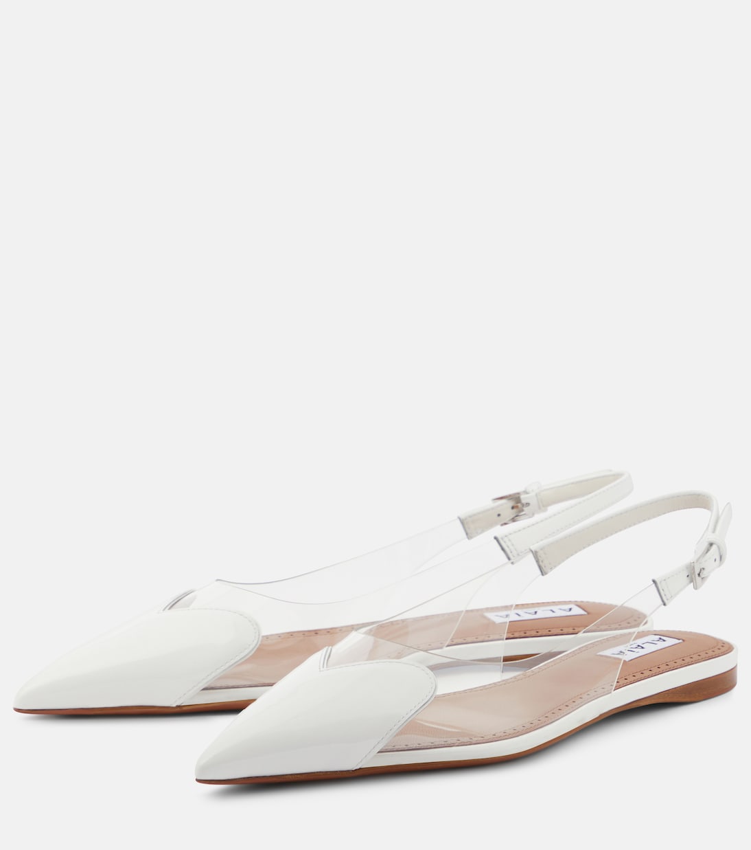 Le Cœur patent leather and PU slingback flats | Alaïa