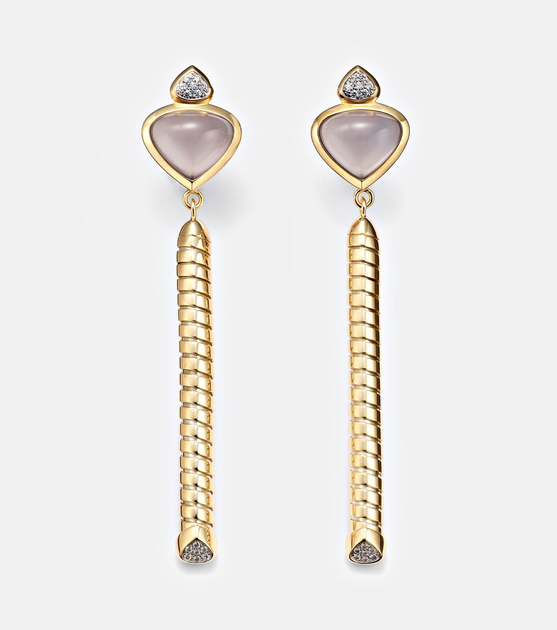 Ohrringe Trisolina aus 18kt Gelbgold mit Diamanten und Chalcedon  | Marina B