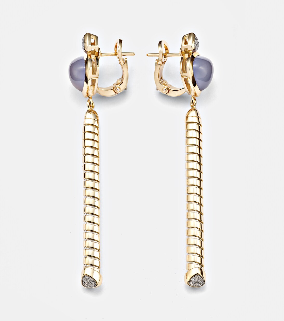 Ohrringe Trisolina aus 18kt Gelbgold mit Diamanten und Chalcedon  | Marina B