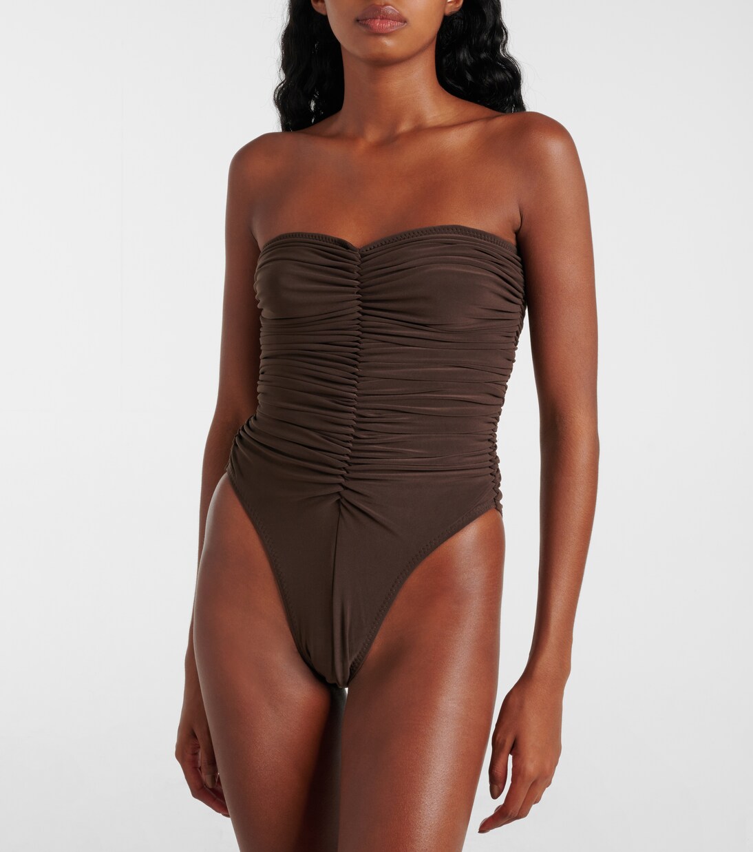 Slinky Marissa gathered swimsuit | Norma Kamali