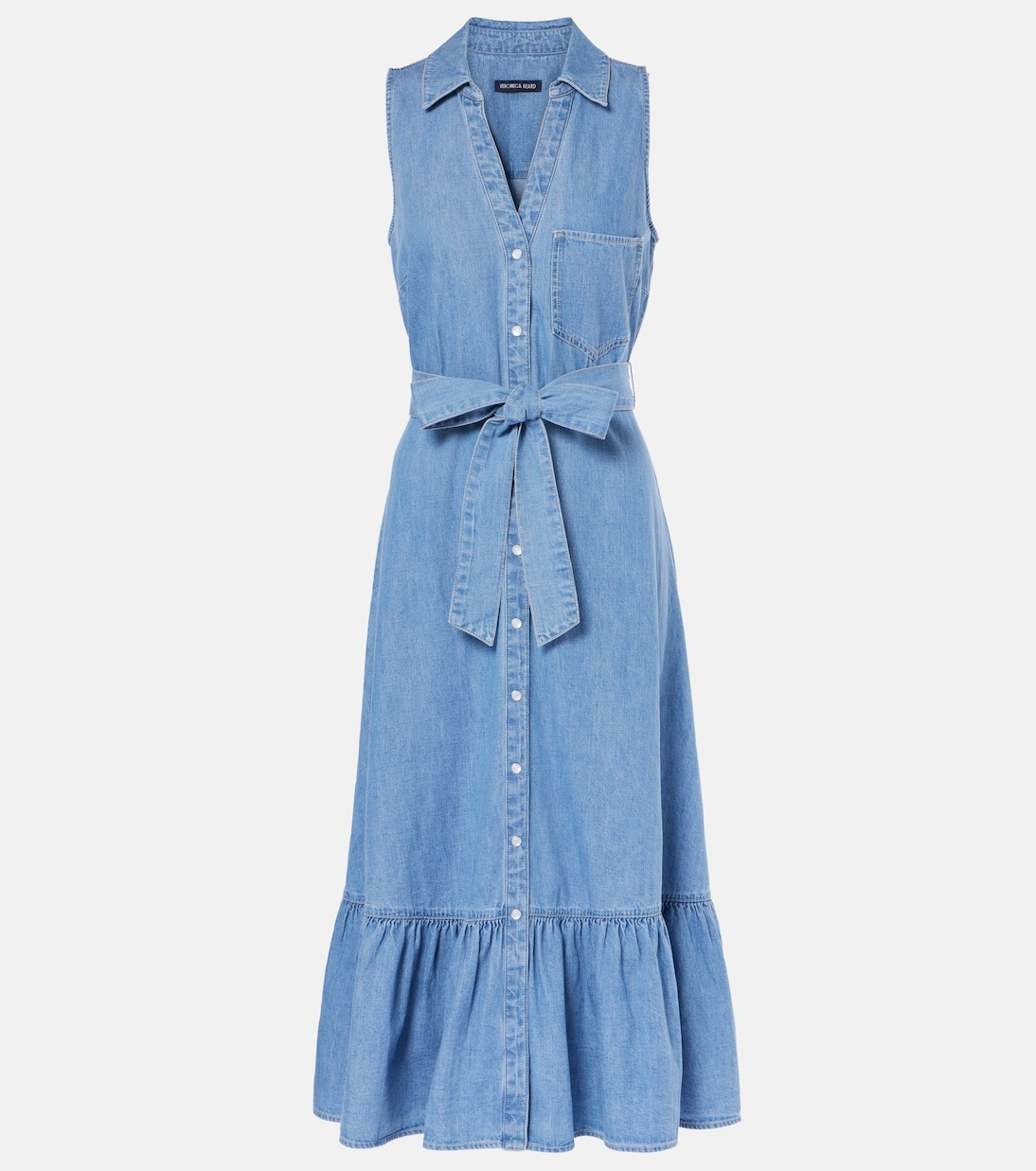 Edwina belted denim midi dress | Veronica Beard