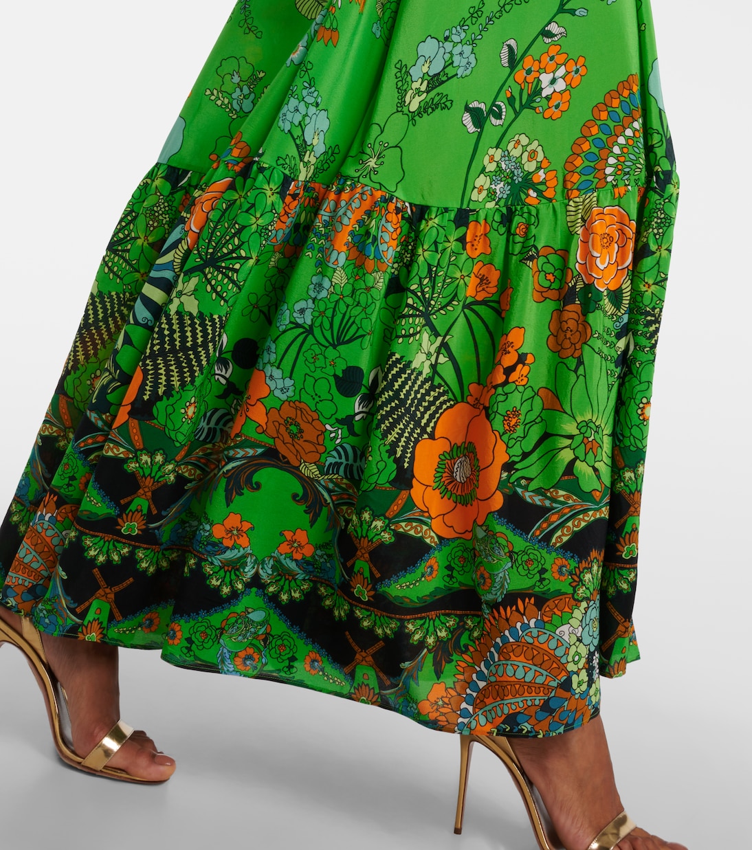 Verziertes Maxikleid aus Seide | Camilla