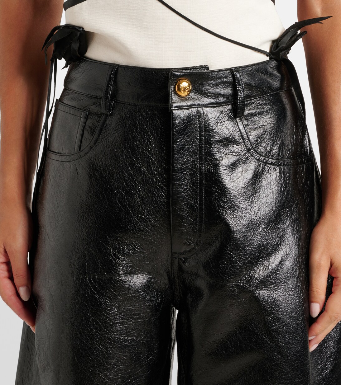 Weite High-Rise-Hose aus Leder | Jacques Wei