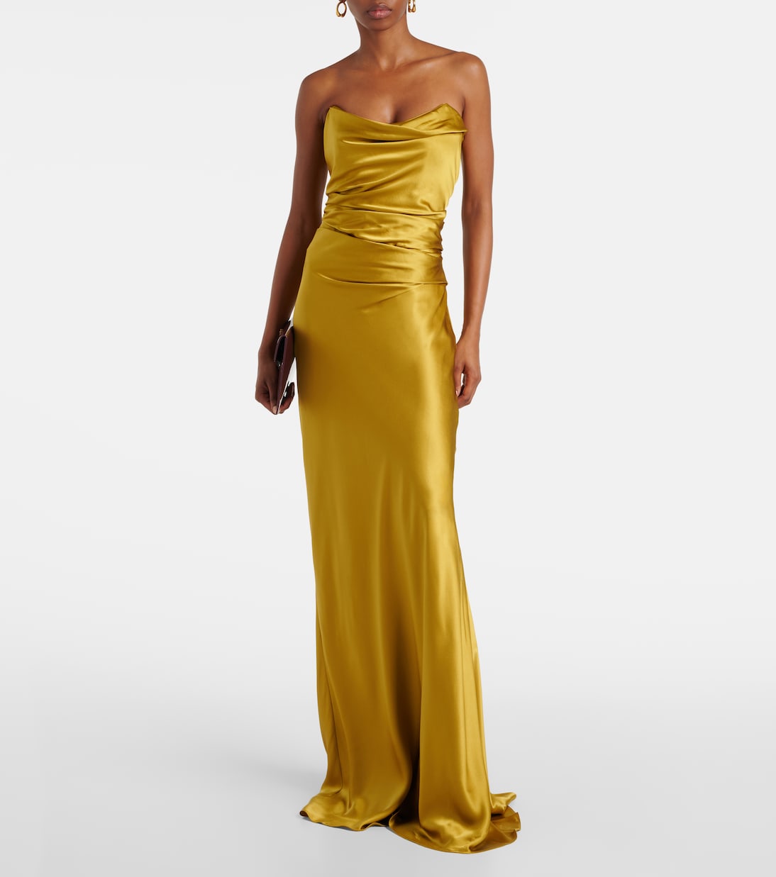 Robe longue bustier en satin de soie | The Sei