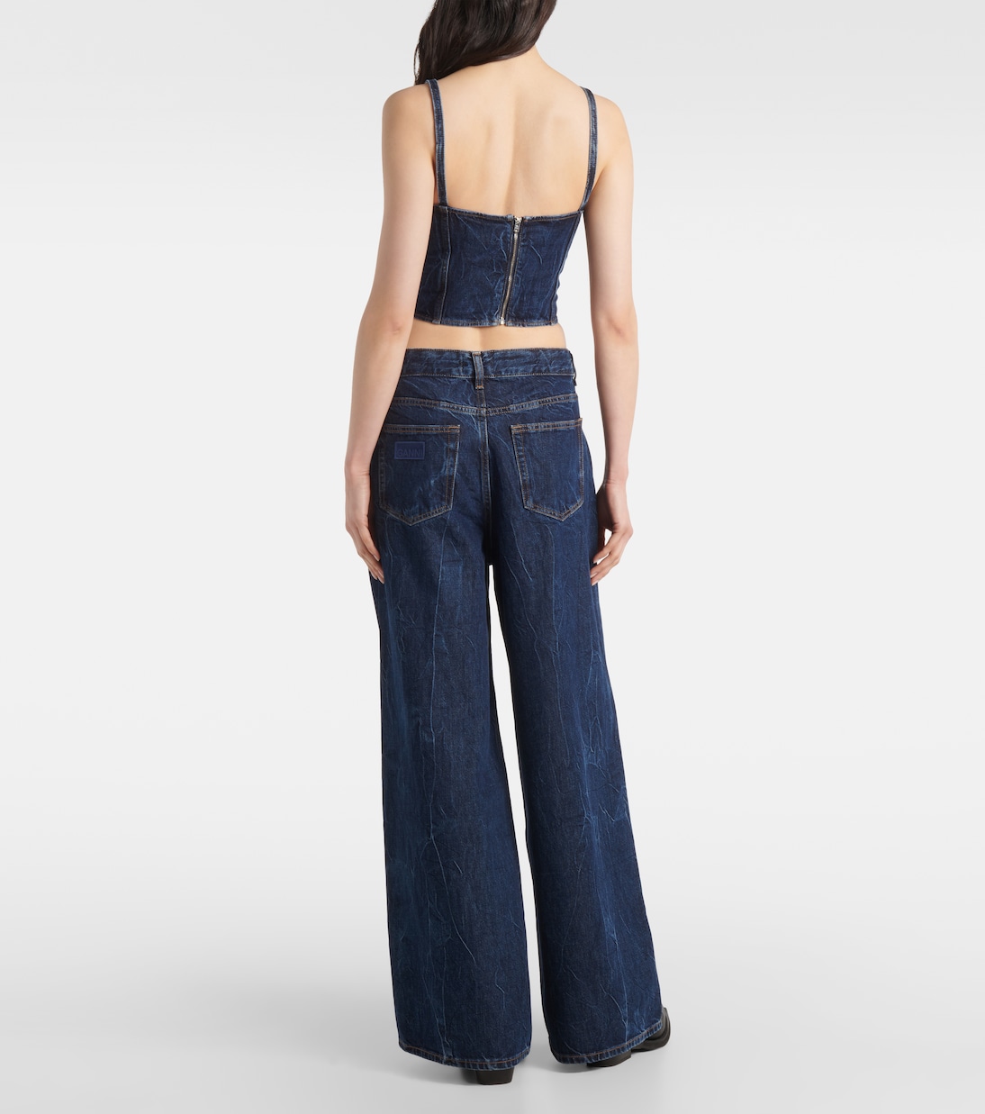 Cropped-Top aus Denim | Ganni