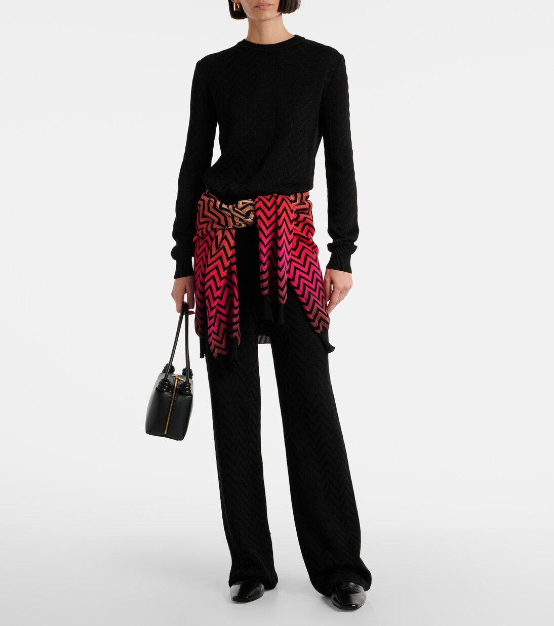 Weite High-Rise-Hose aus Häkelstrick | Missoni