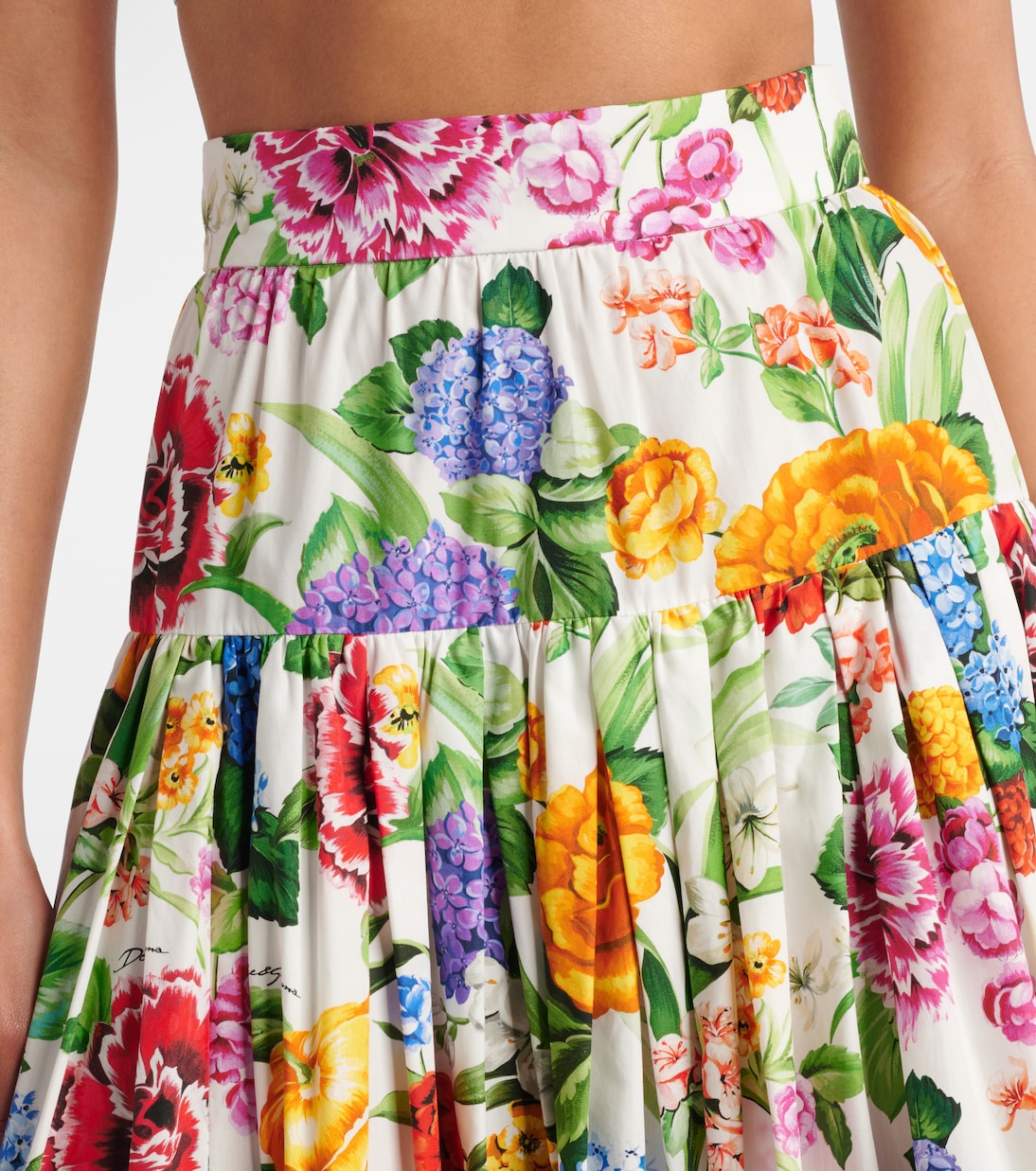 Falda larga en popelín de algodón floral | Dolce&Gabbana