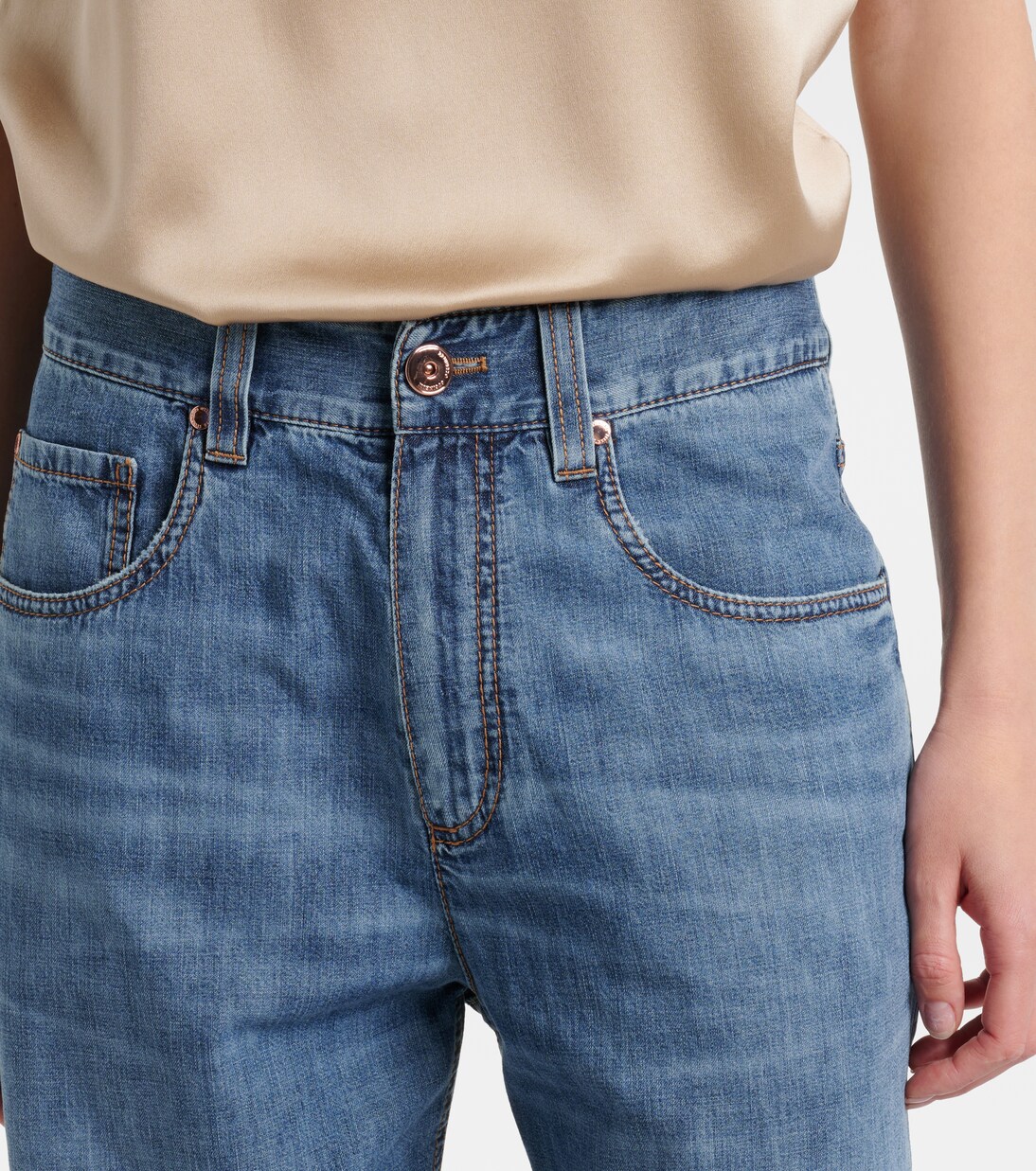 Jean droit à taille mi-haute | Brunello Cucinelli