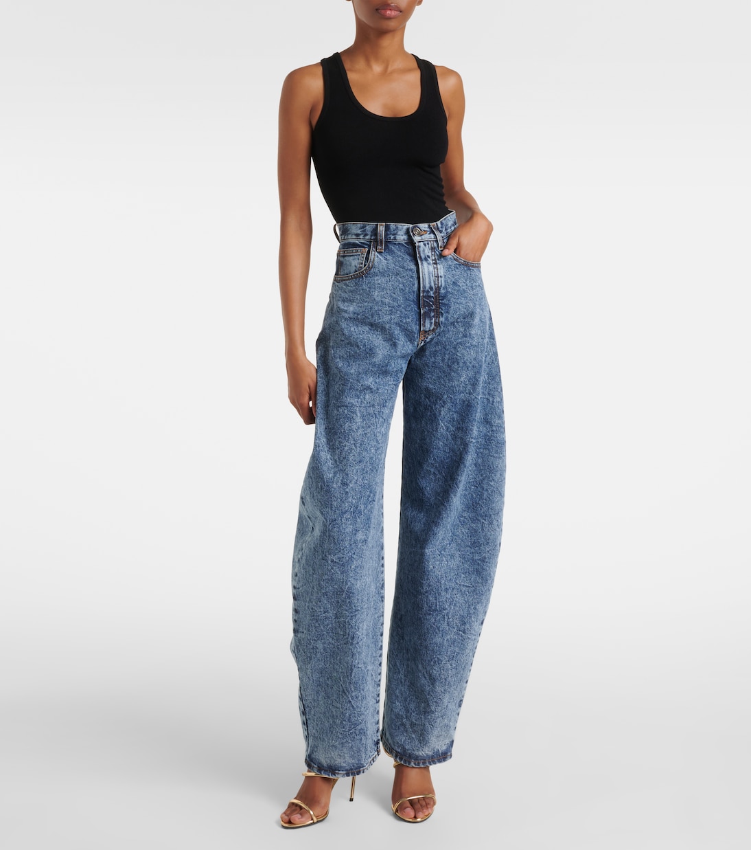 Sandales en cuir métallisé | Alaïa