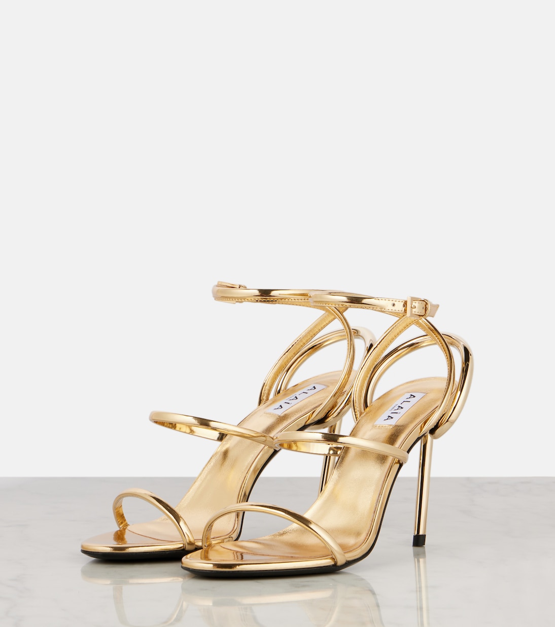 Sandales en cuir métallisé | Alaïa