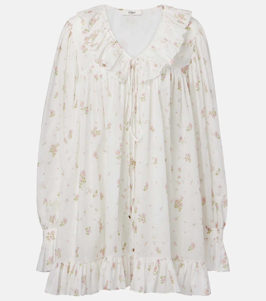 Printed ruffled cotton minidress | Chloé