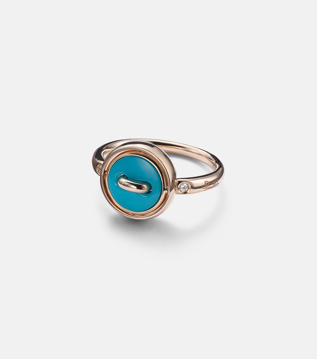 Pom Pom Dot 18k rose gold ring with turquoise and diamonds | Pomellato