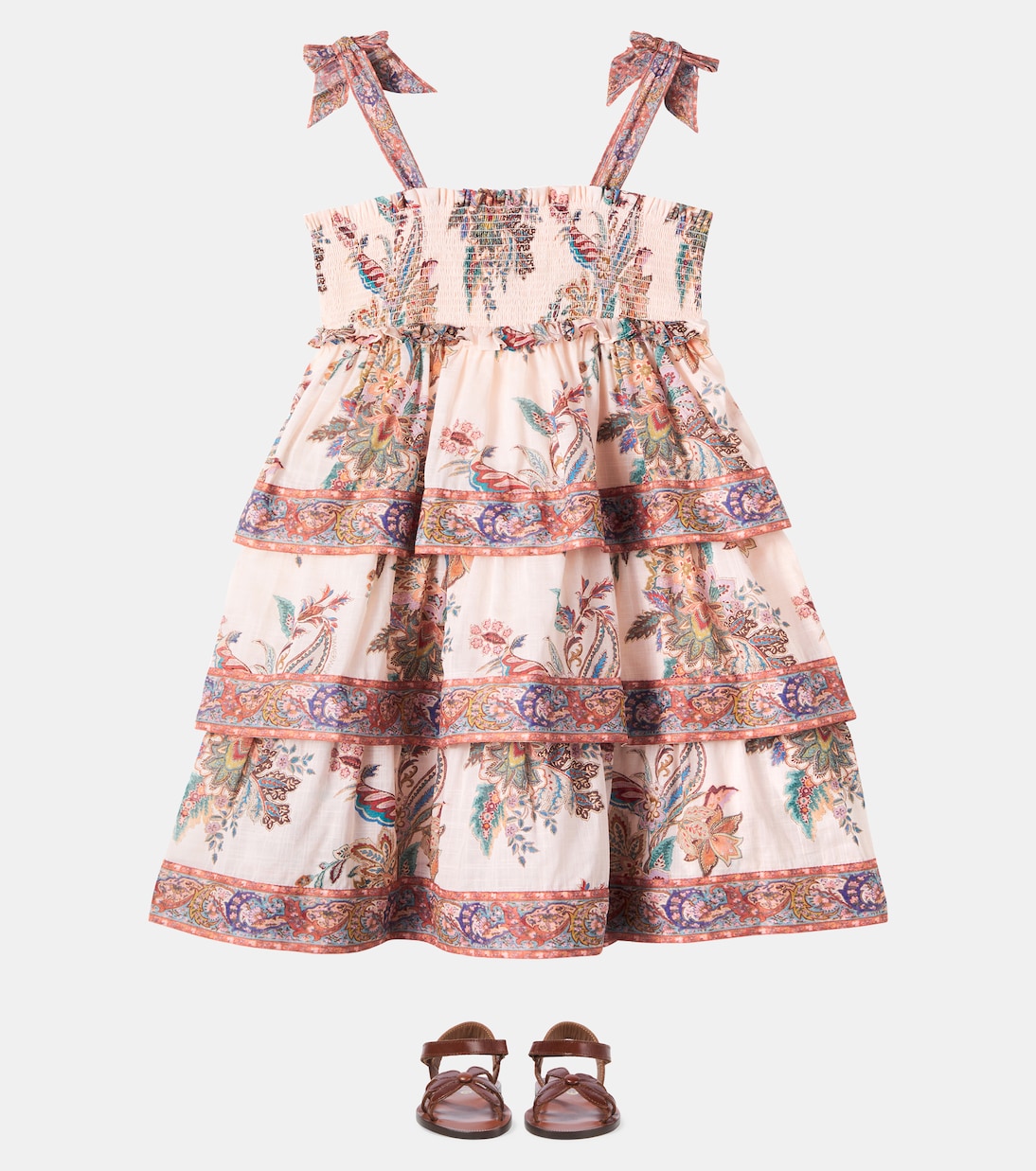 Rhiannon printed shirred cotton dress | Zimmermann Kids