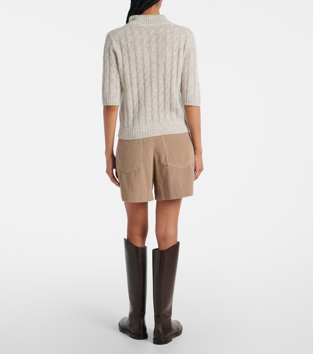 Sequined cable-knit sweater | Brunello Cucinelli