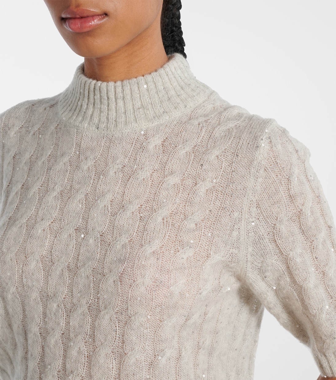 Sequined cable-knit sweater | Brunello Cucinelli