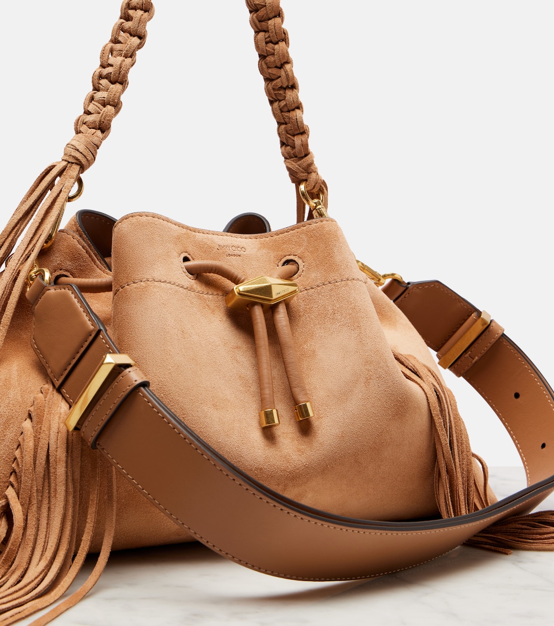 Bon Bon Medium suede shoulder bag | Jimmy Choo
