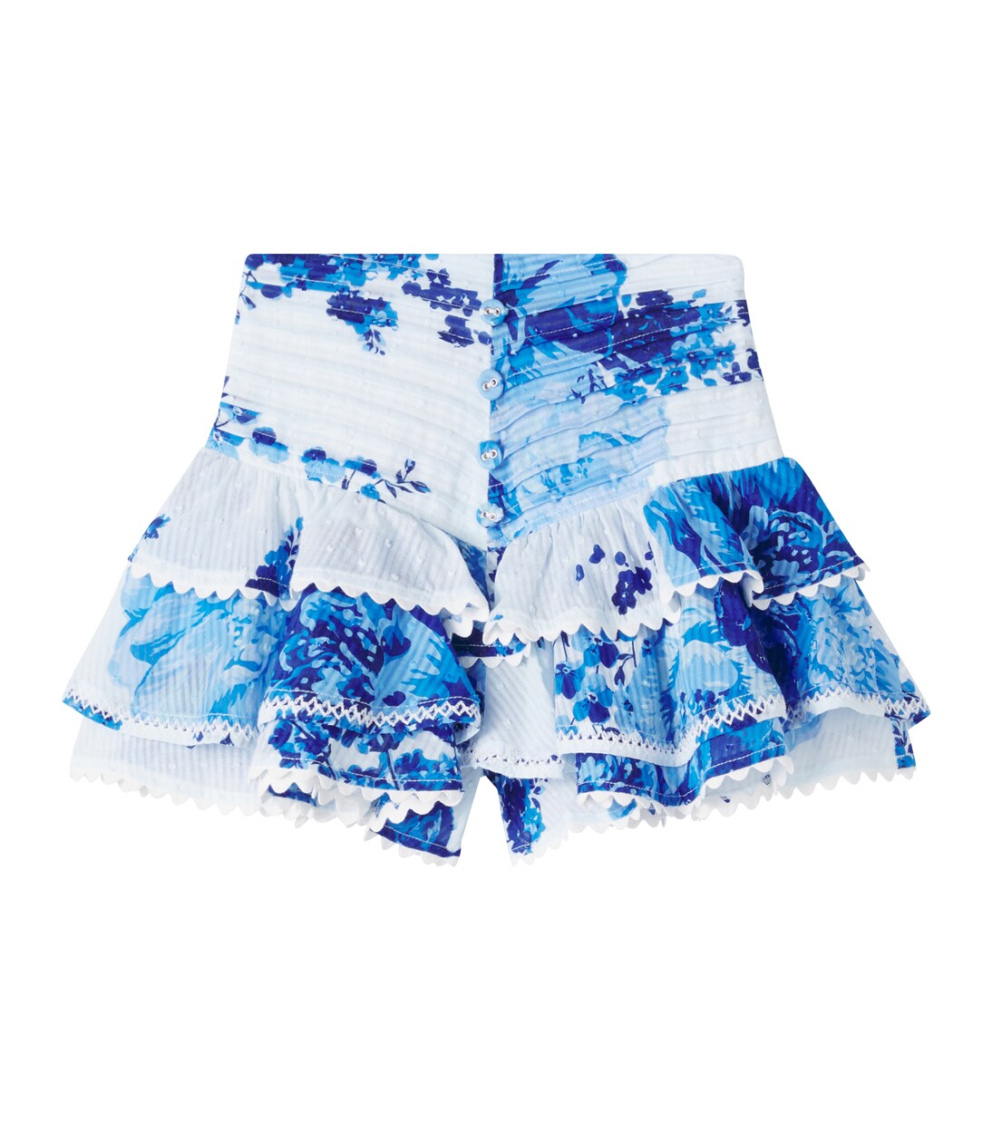 Floral ruffled tiered cotton shorts | Poupette St Barth Kids