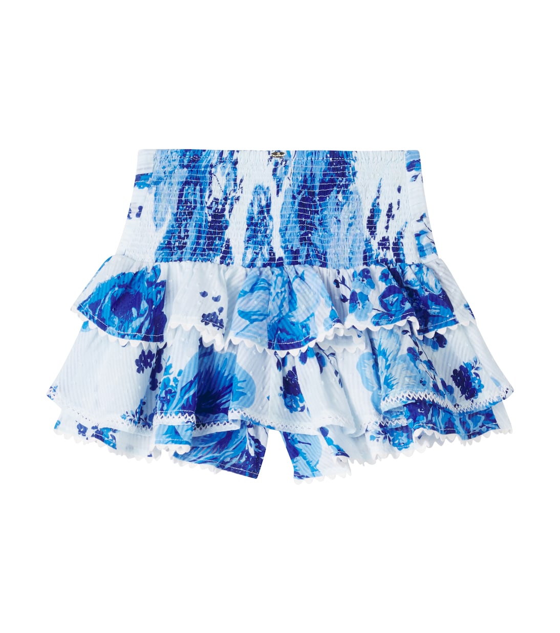 Floral ruffled tiered cotton shorts | Poupette St Barth Kids
