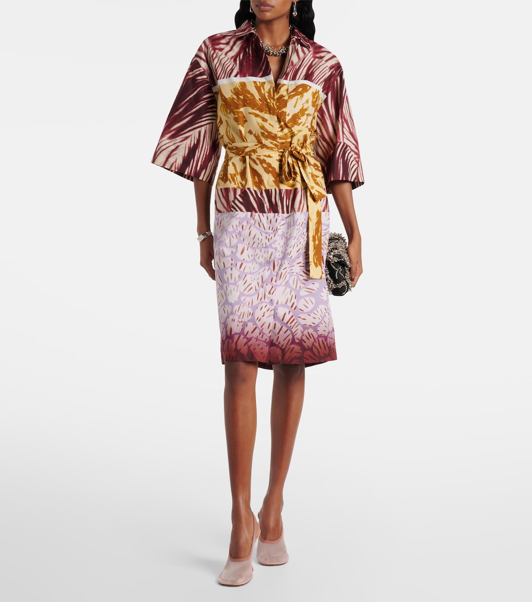 Abito chemisier in popeline di cotone con stampa | Dries Van Noten