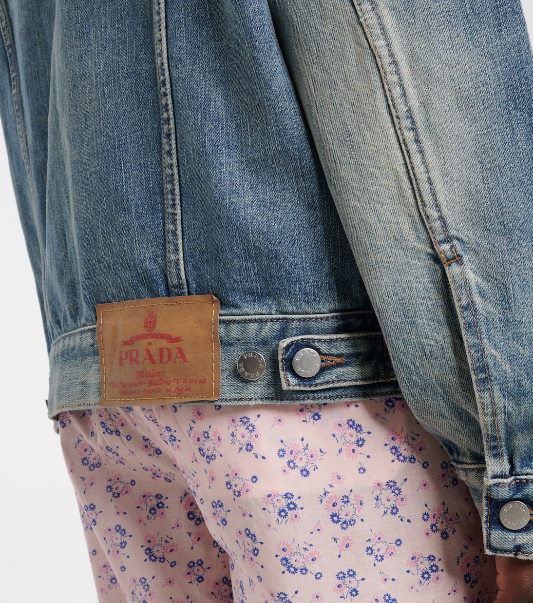 Leather-trimmed denim jacket | Prada