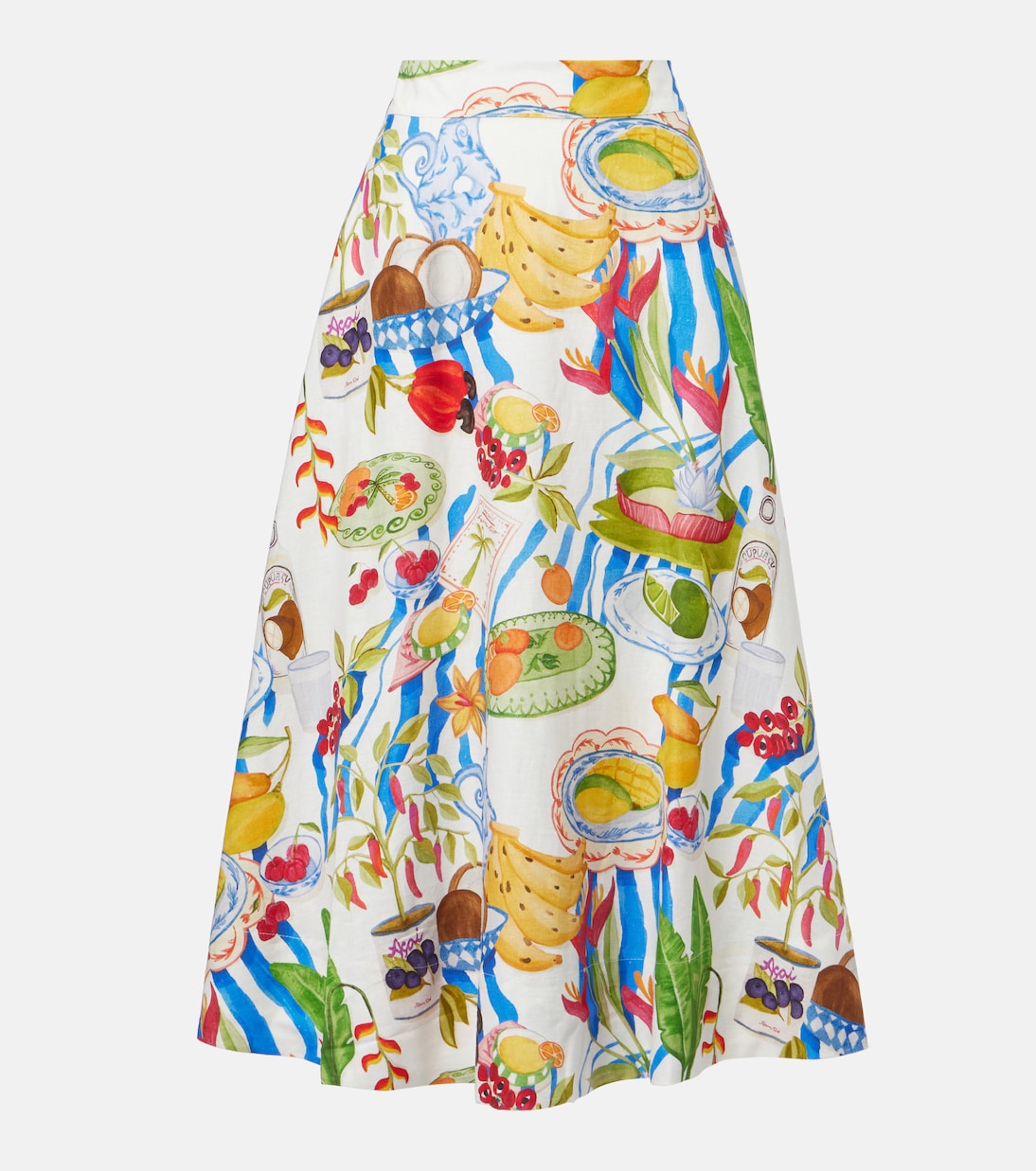 Bedruckter Midirock aus einem Leinengemisch | Farm Rio