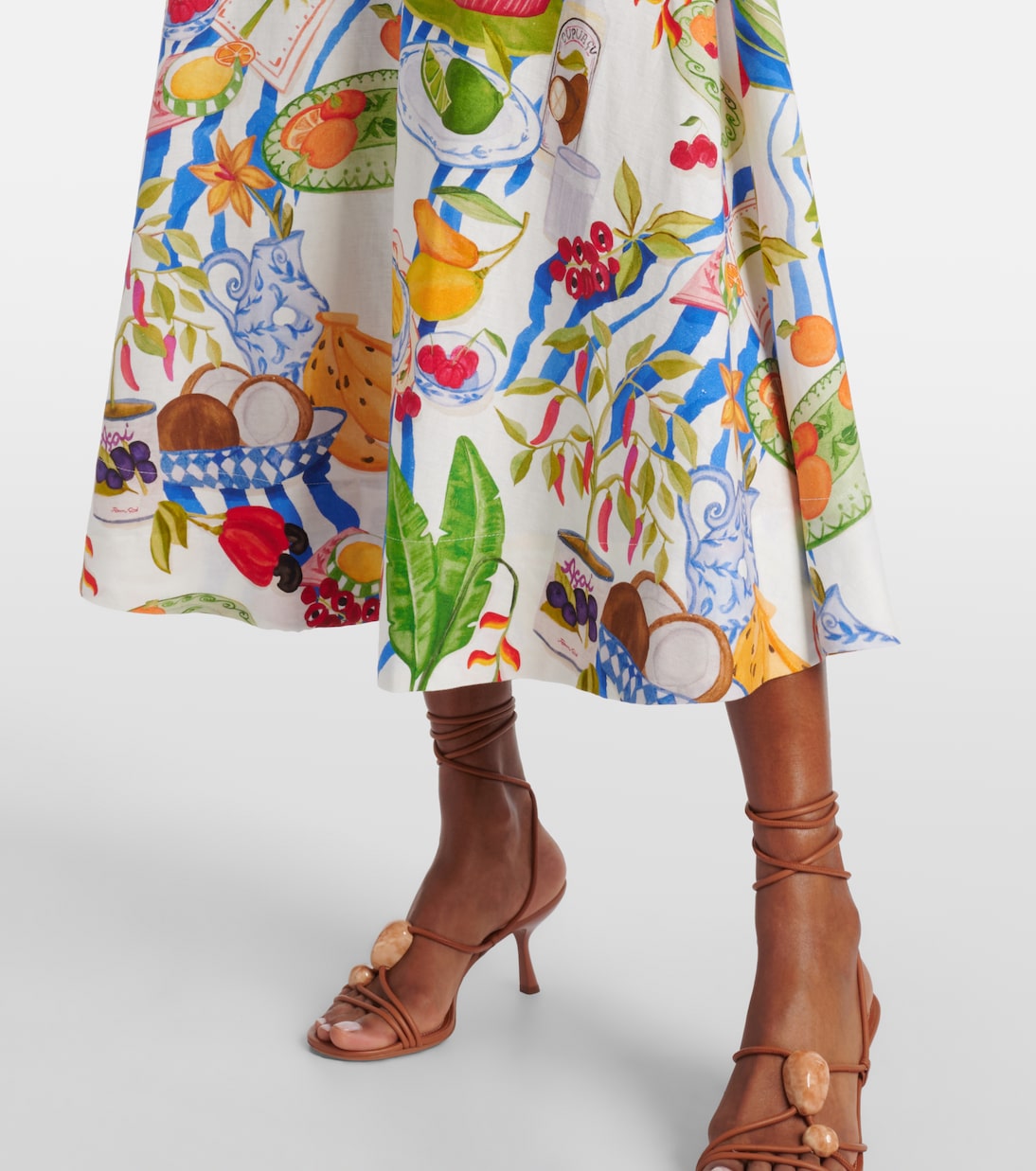 Bedruckter Midirock aus einem Leinengemisch | Farm Rio