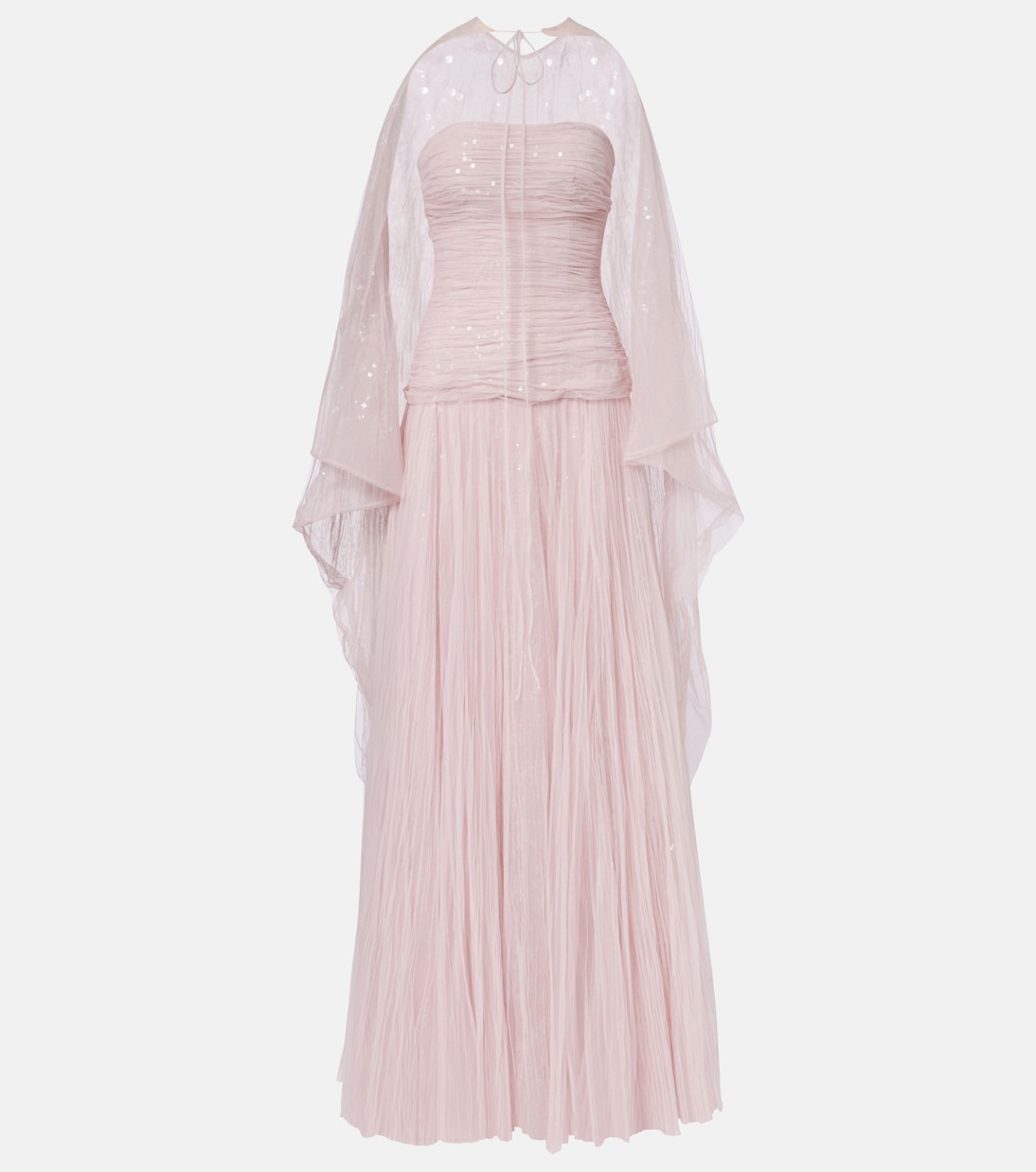 Caped pleated bustier gown | Marmar Halim