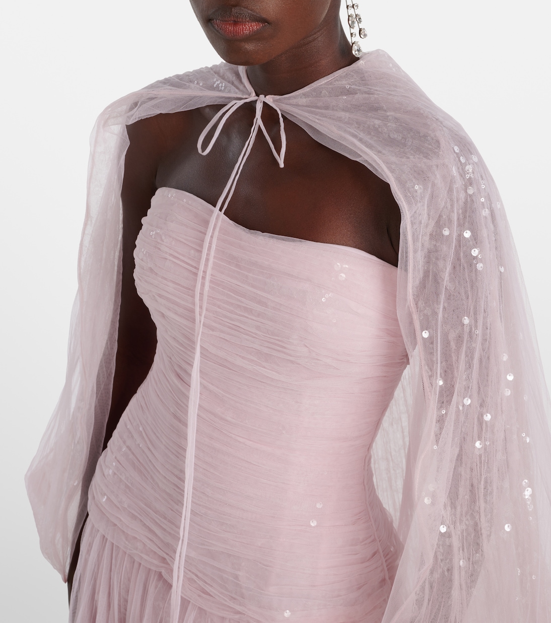 Caped pleated bustier gown | Marmar Halim