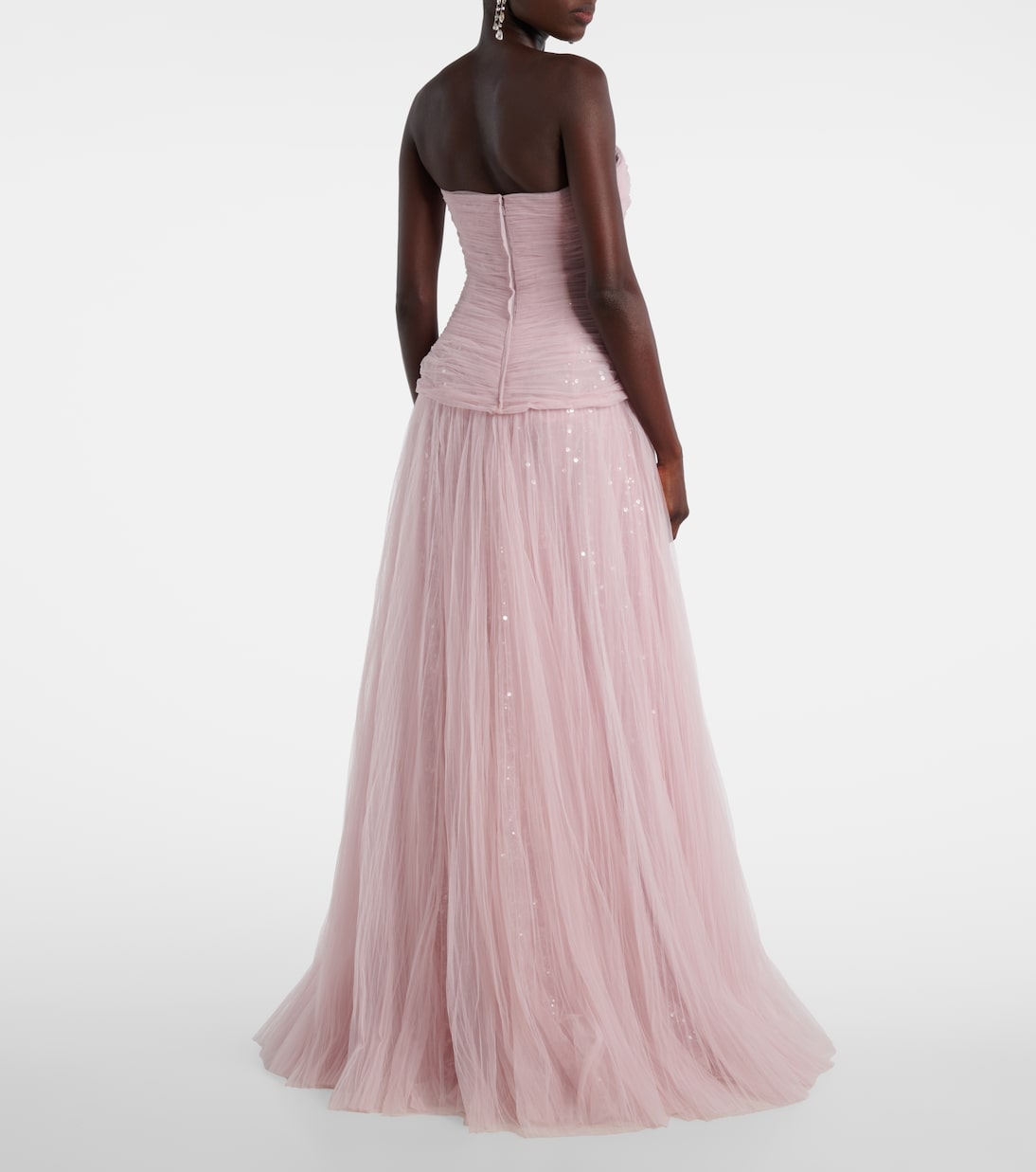 Caped pleated bustier gown | Marmar Halim