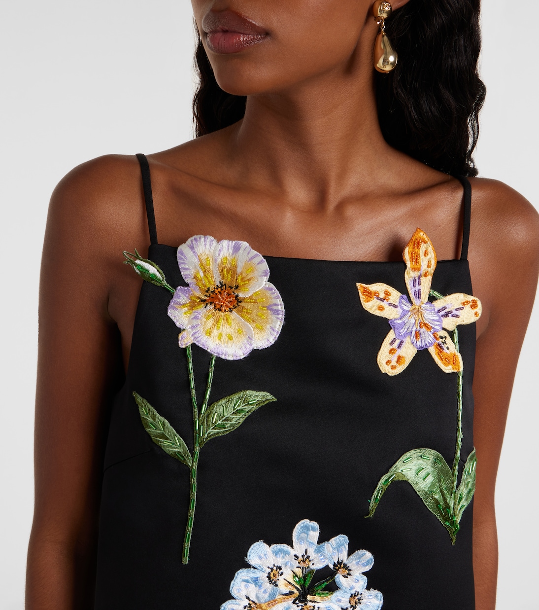 Abito corto Leia con applicazioni floreali | Leo Lin